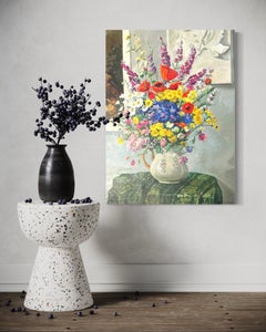 Feldblumen Stillleben Impressionismus Original Ölgemälde, hängefertig