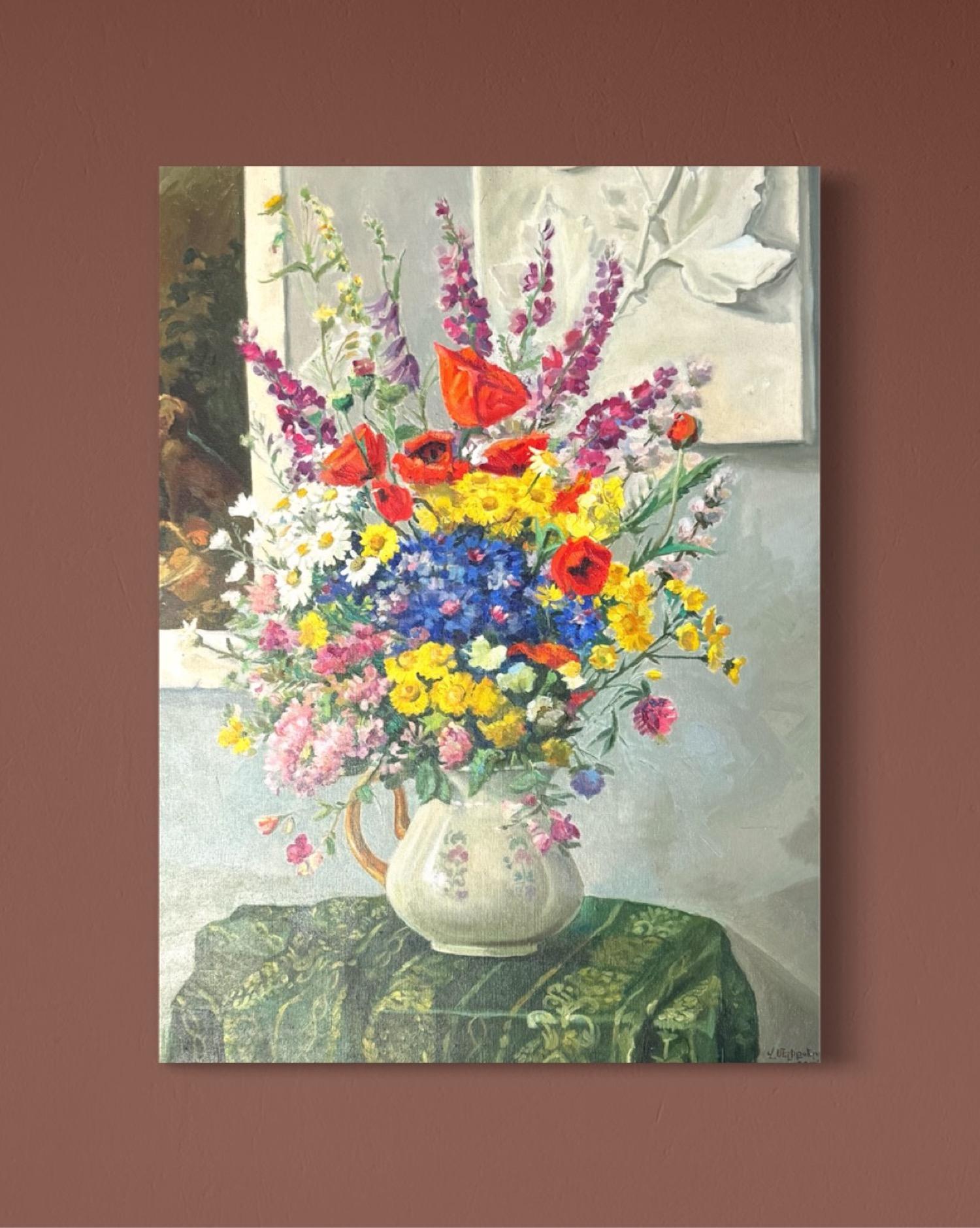 Nature morte aux fleurs Impressionnisme Peinture à l'huile originale, prête à être accrochée en vente 1