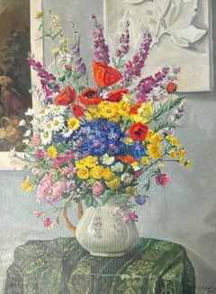 Flores de campo Naturaleza muerta Impresionismo Pintura al óleo original, Lista para colgar