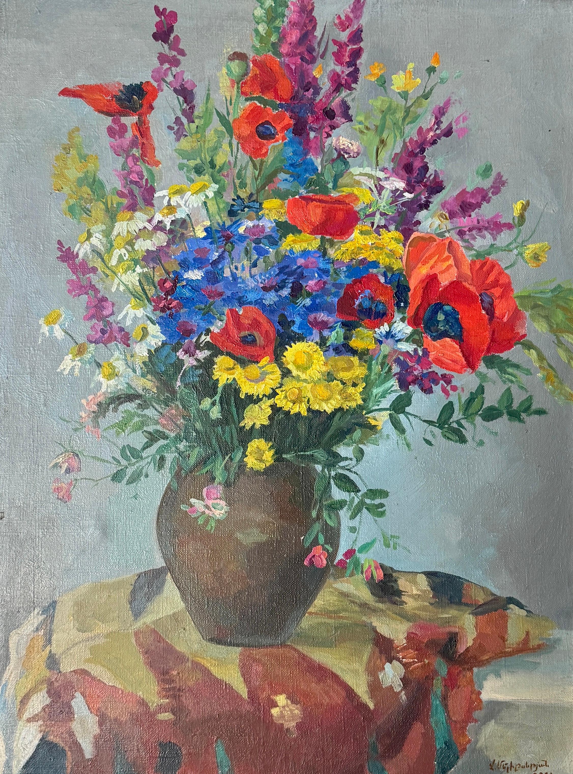 Flores Naturaleza Muerta Impresionismo Pintura al Óleo Original, Lista para Colgar