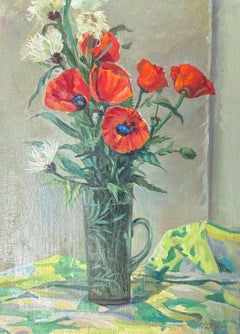 Amapolas Bodegón Impresionismo Pintura al óleo original, Lista para colgar
