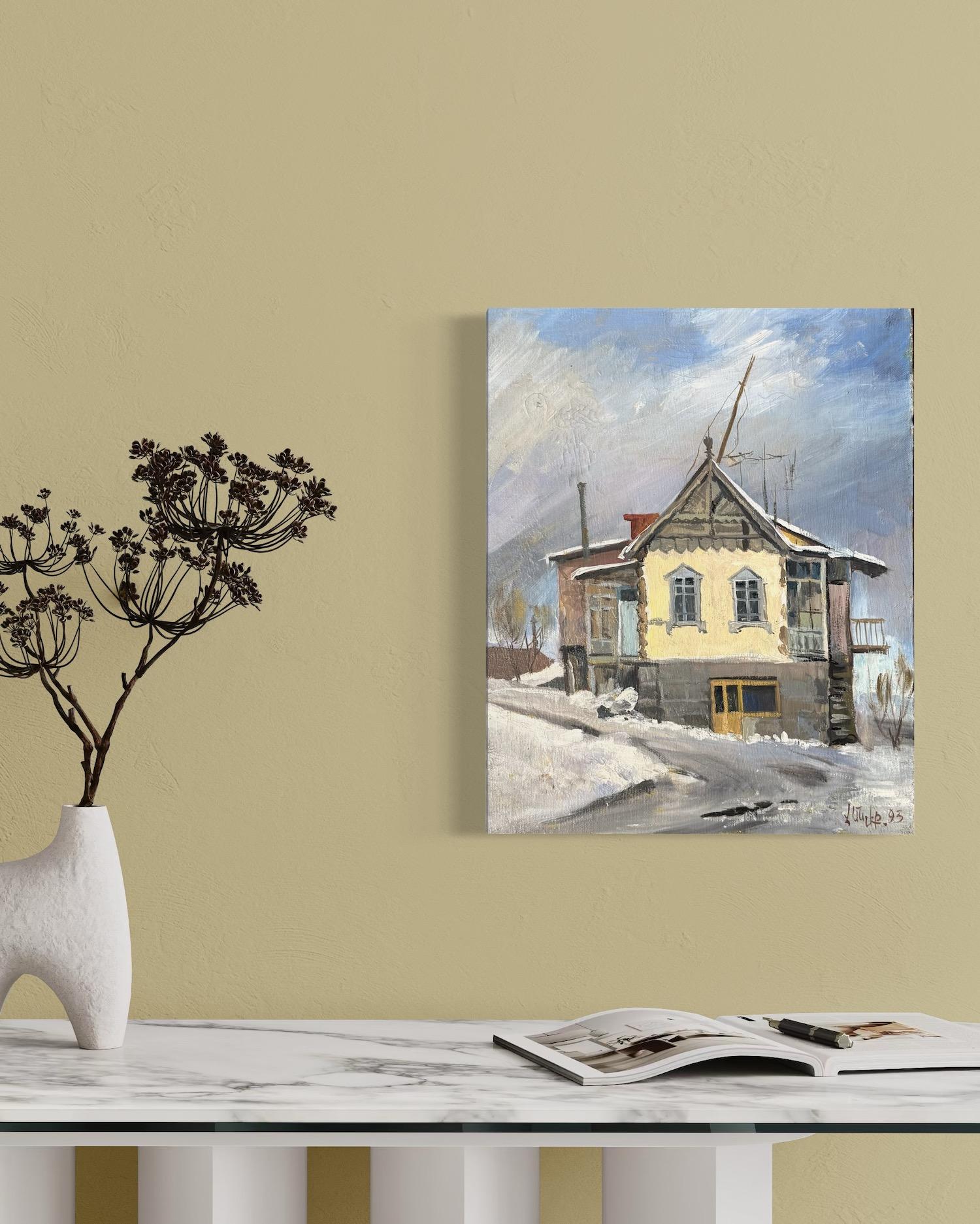 Provinz Landschaft Impressionismus Original Ölgemälde, hängefertig (Grau), Still-Life Painting, von Vahram Meliqsetyan