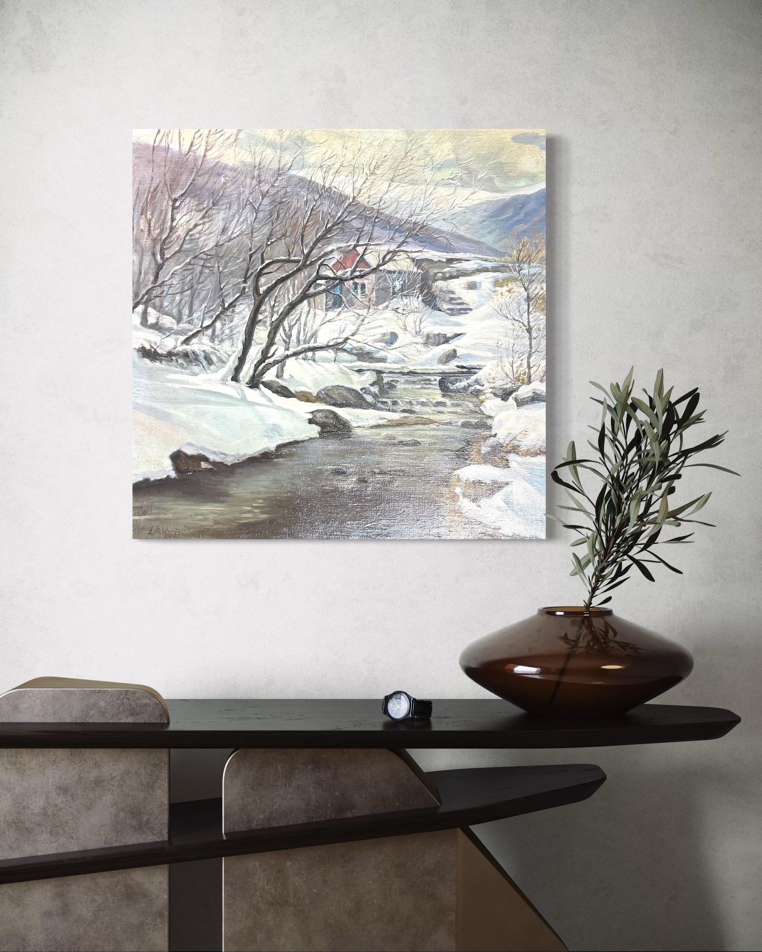 Paesaggio innevato Pittura ad olio originale, pronta da appendere - Painting Impressionismo di Vahram Meliqsetyan