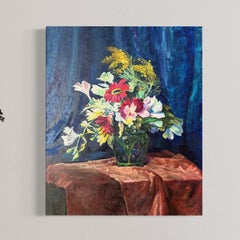 Vaso di fiori Natura morta Pittura ad olio originale, pronta da appendere