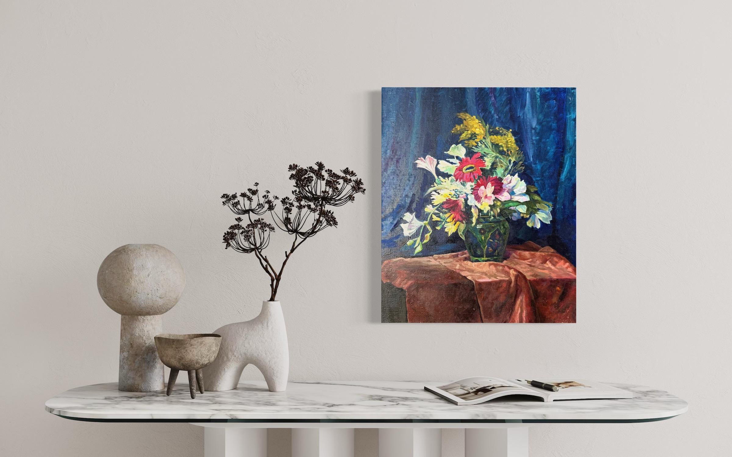 Vaso di fiori Natura morta Pittura ad olio originale, pronta da appendere - Painting Impressionismo di Vahram Meliqsetyan