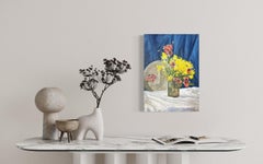 Nature morte aux fleurs jaunes Impressionnisme Peinture à l'huile originale, prête à être accrochée