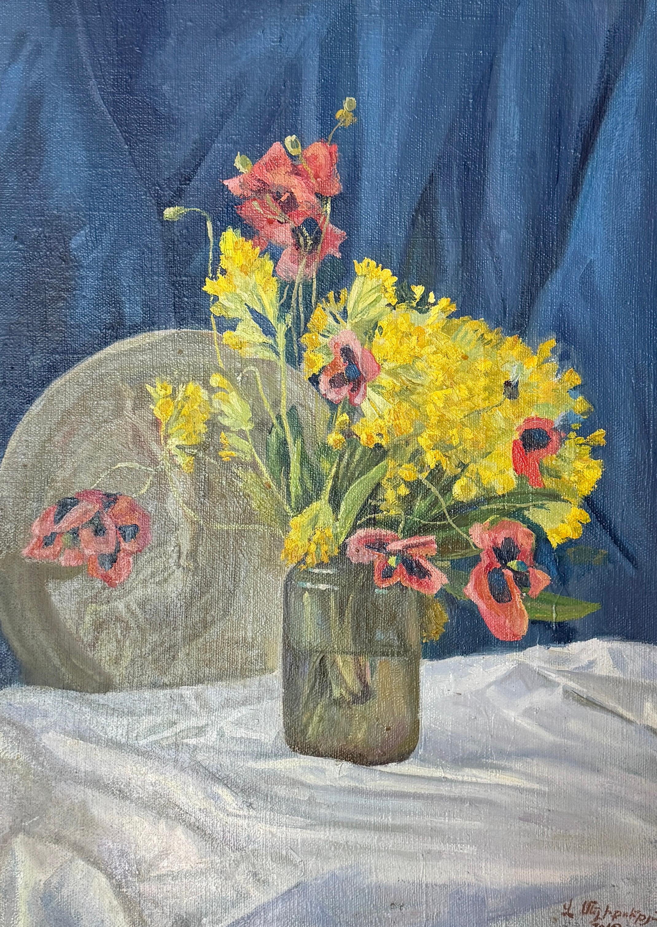 Flores amarillas Bodegón Impresionismo Pintura al óleo original, Lista para colgar