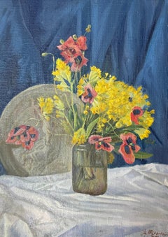 Fiori gialli Natura morta Impressionismo Pittura ad olio originale, pronta da appendere