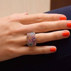 Bracelet Vaid en or blanc 18 carats avec tourmaline rose et fleurs semi-précieuses