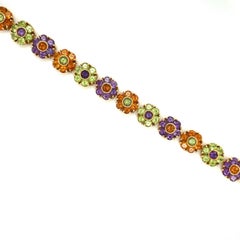 Vaid Roma Bracelet en or jaune 18 carats avec fleurs en citrine, péridot et améthyste