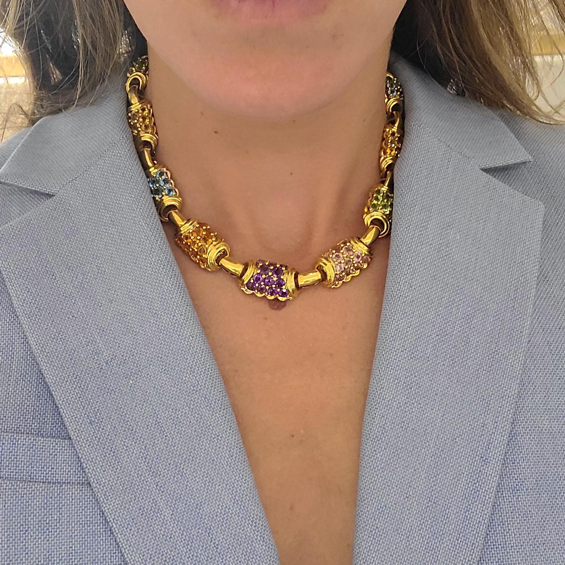 Vaid Roma Halskette aus 18 Karat Gelbgold und mehrfarbigen Halbedelsteinen für Damen oder Herren