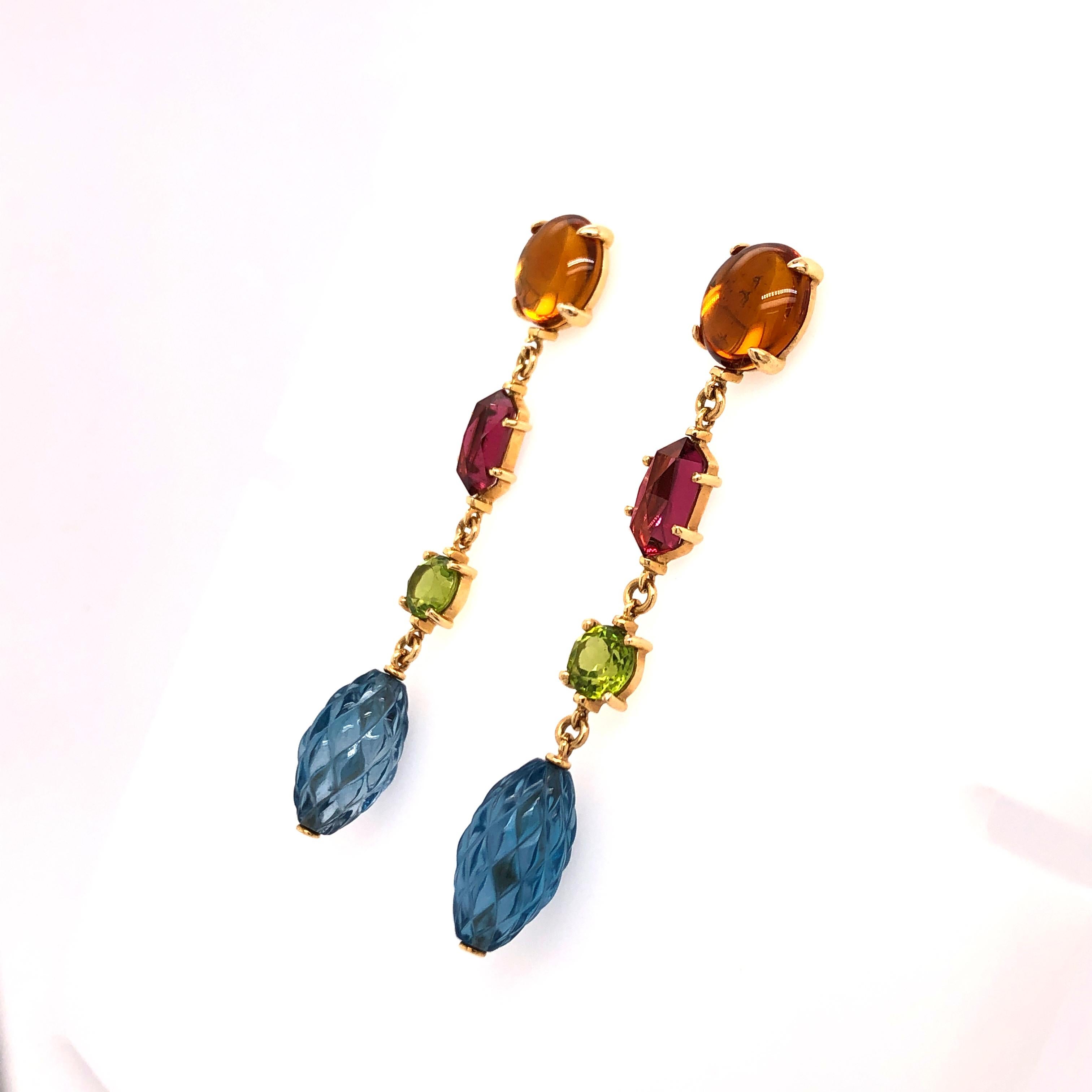 Contemporary Vaid Roma Multicolored Stones Earrings