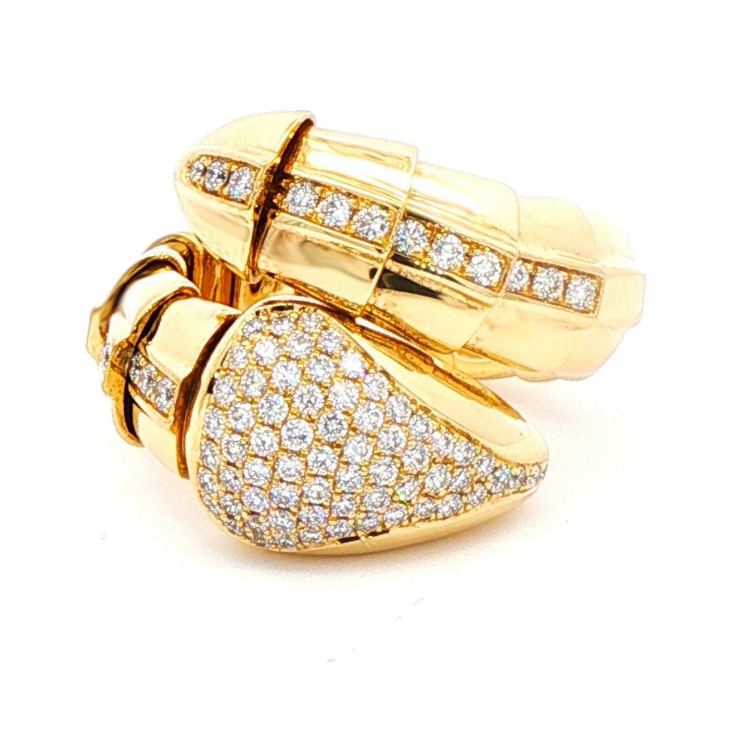 da uomo o donna Vaid Roma Pave Diamond Italian Snake Ring in vendita