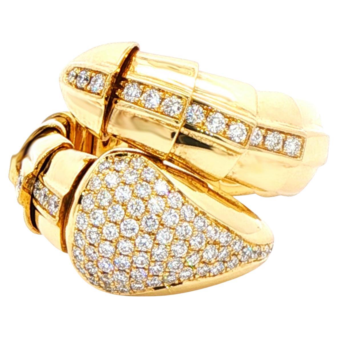 Vaid Roma Pave Diamond Italian Snake Ring in vendita