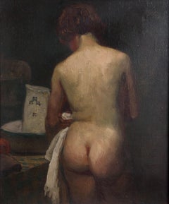 Moderne Schule "La toilette" Akt einer Frau Öl auf Leinwand um 1930