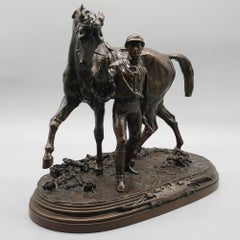 Vainqueur" Une étonnante sculpture en bronze de Pierre Jules Mene Circa 1866