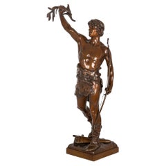 "Vainqueur" Sculpture en bronze d'Eugene Marioton