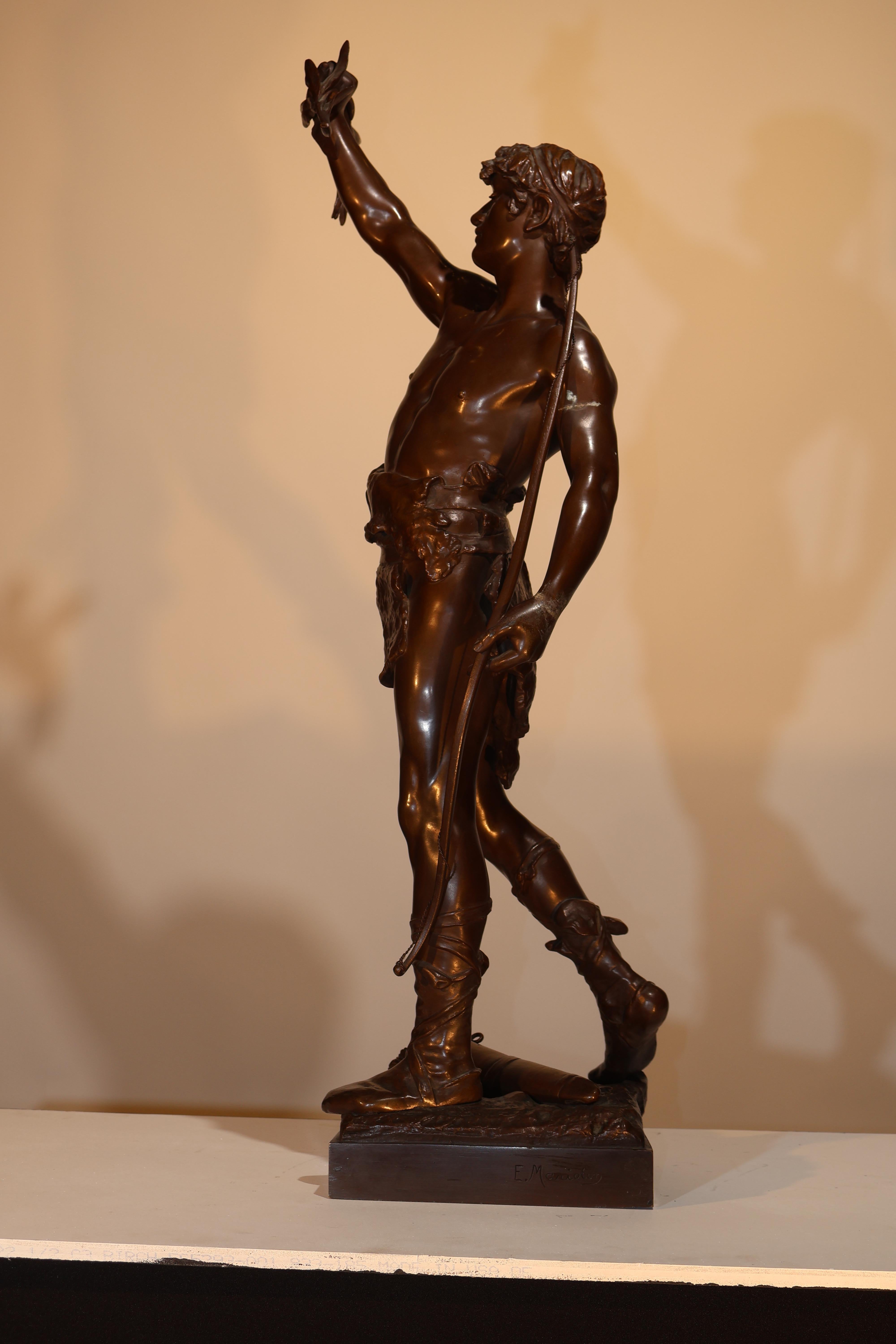 Vainqueur (Vittorioso) Bronzo francese di E. Marioton (1857-1933) in vendita 6