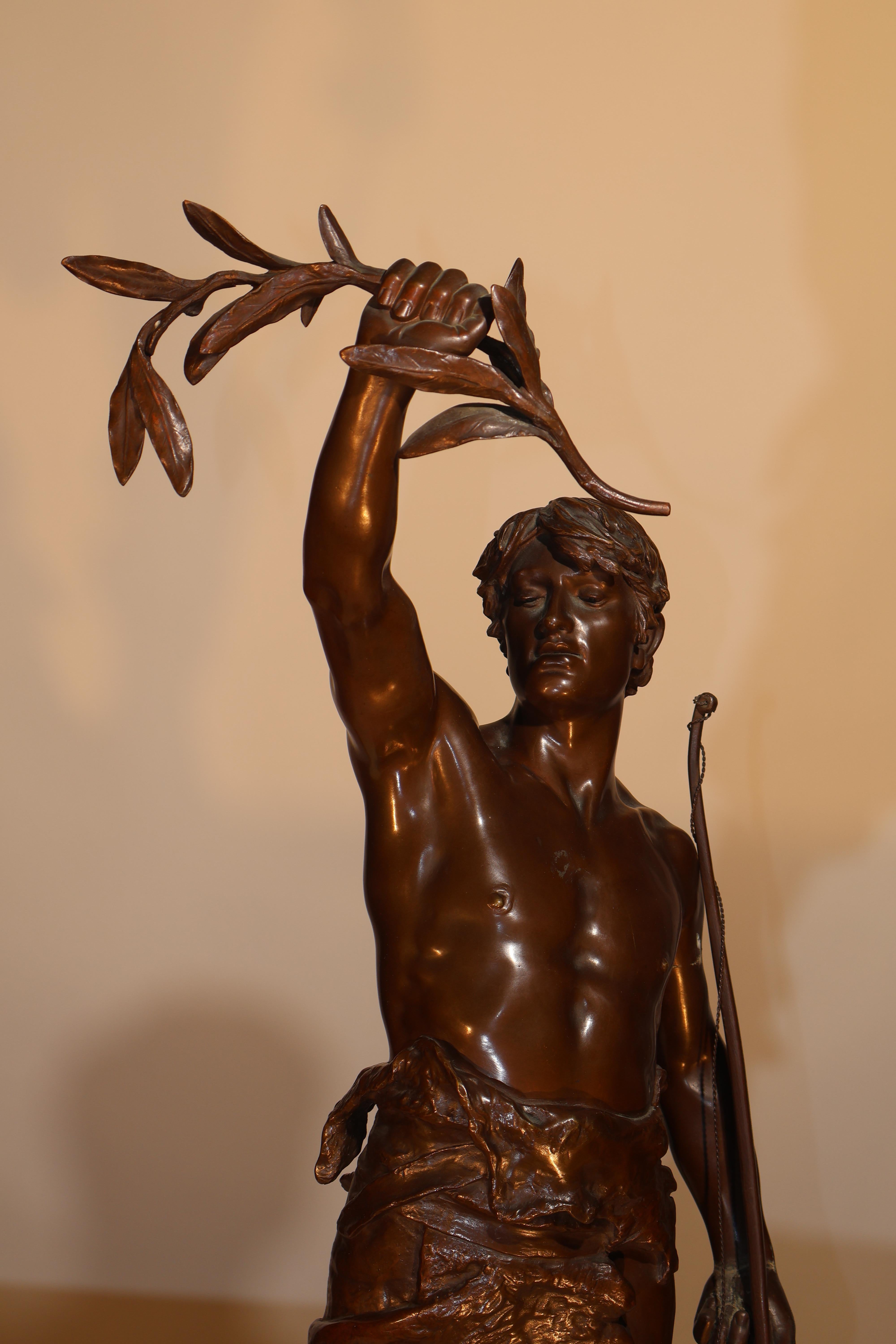 Vainqueur (Vittorioso) Bronzo francese di E. Marioton (1857-1933) in vendita 7