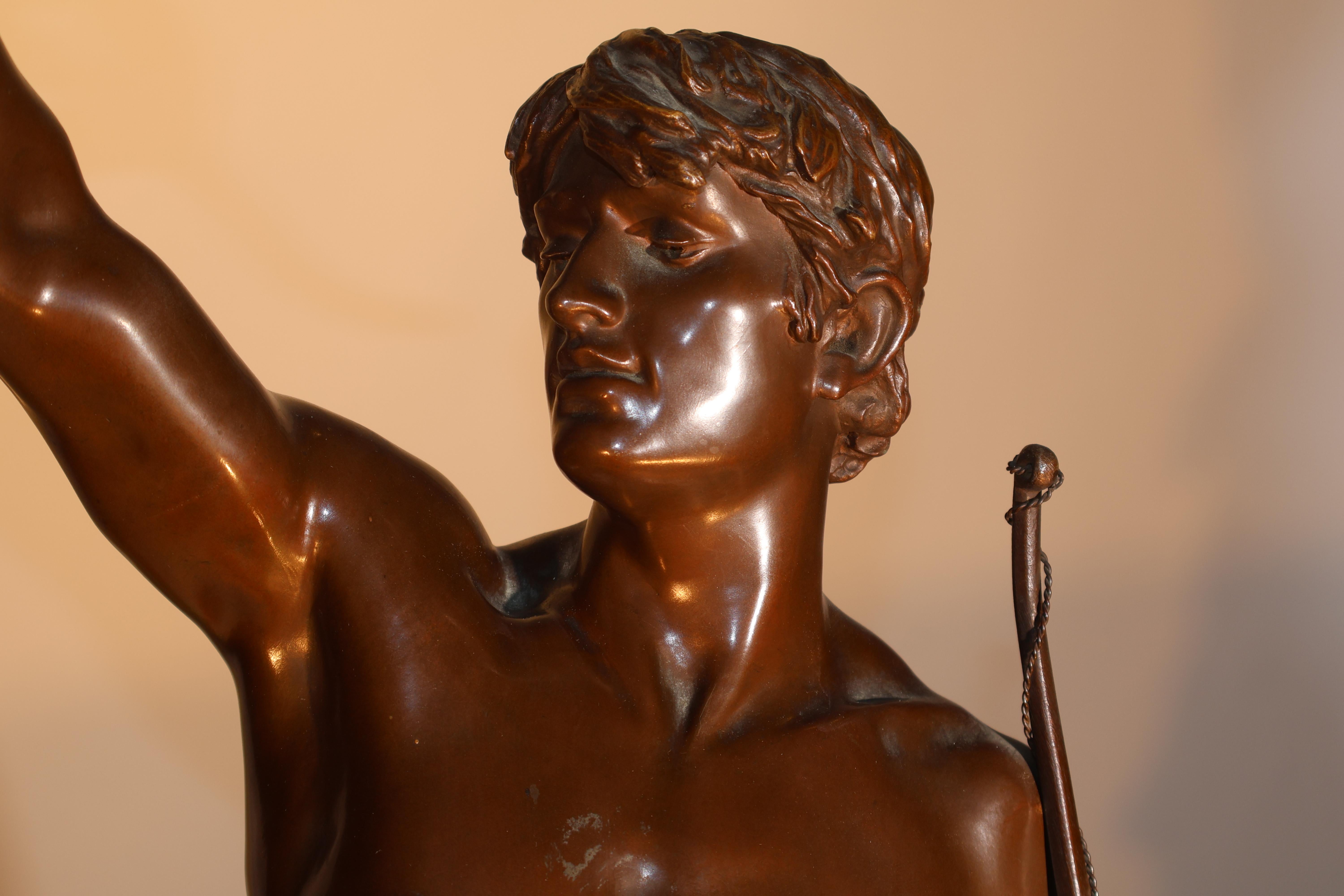 Vainqueur (Vittorioso) Bronzo francese di E. Marioton (1857-1933) In condizioni buone in vendita a Atlanta, GA