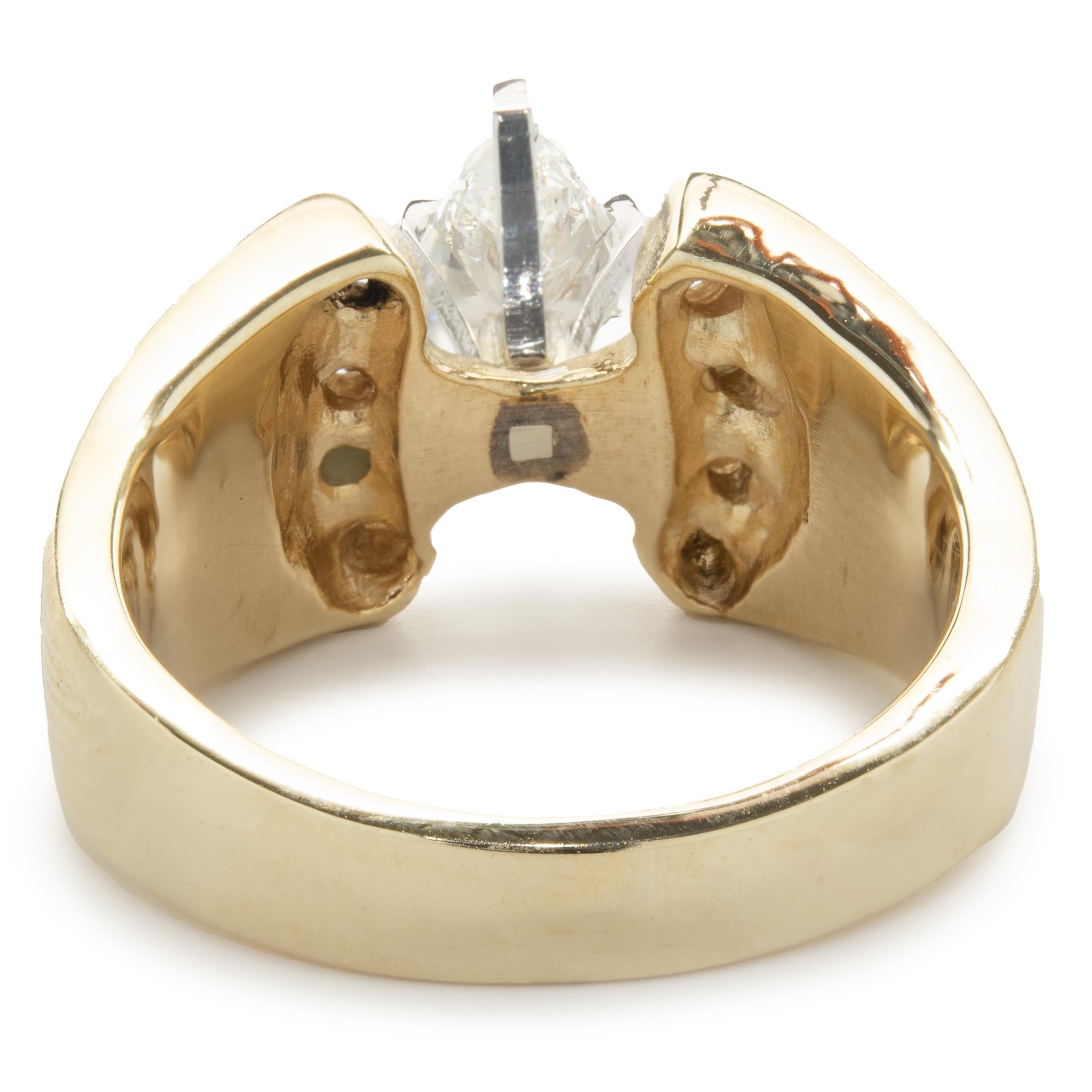 Vaio 14 Karat Gelbgold Ring mit Marquise-Diamant und Türkis-Intarsien (Marquiseschliff)