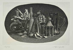 Still Life - Etching by Vairo Mongatti - 1970s