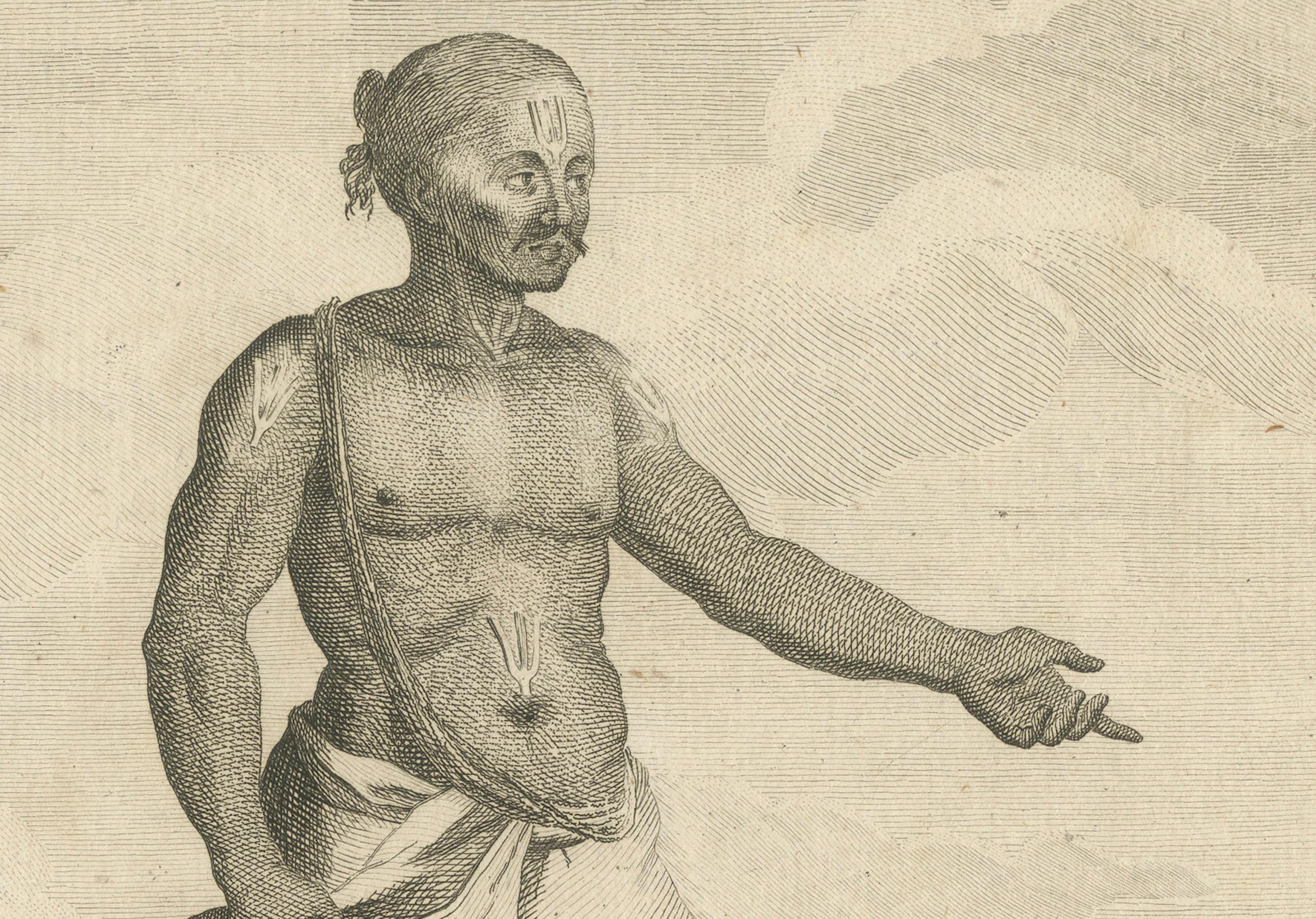 Vaishnavitischer Brahmane aus Indien - Sonnerat-Gravur, Pariser Ausgabe, 1806 im Zustand „Gut“ im Angebot in Langweer, NL