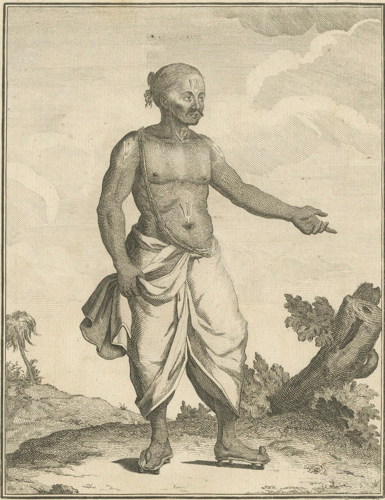 Vaishnavitischer Brahmane aus Indien - Sonnerat-Gravur, Pariser Ausgabe, 1806 (Frühes 19. Jahrhundert) im Angebot
