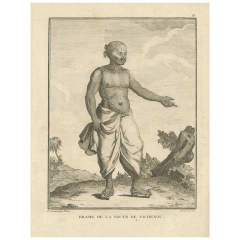 Vaishnavite Brahmin from India – Sonnerat Engraving, Paris Edition, 1806