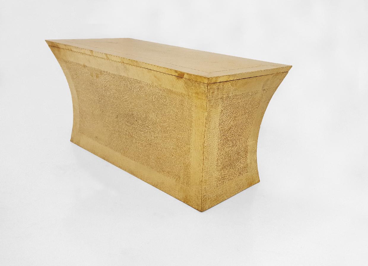 Indian Vaisseau Bench in Brass over Teak by Paul Mathieu for Stephanie Odegard For Sale