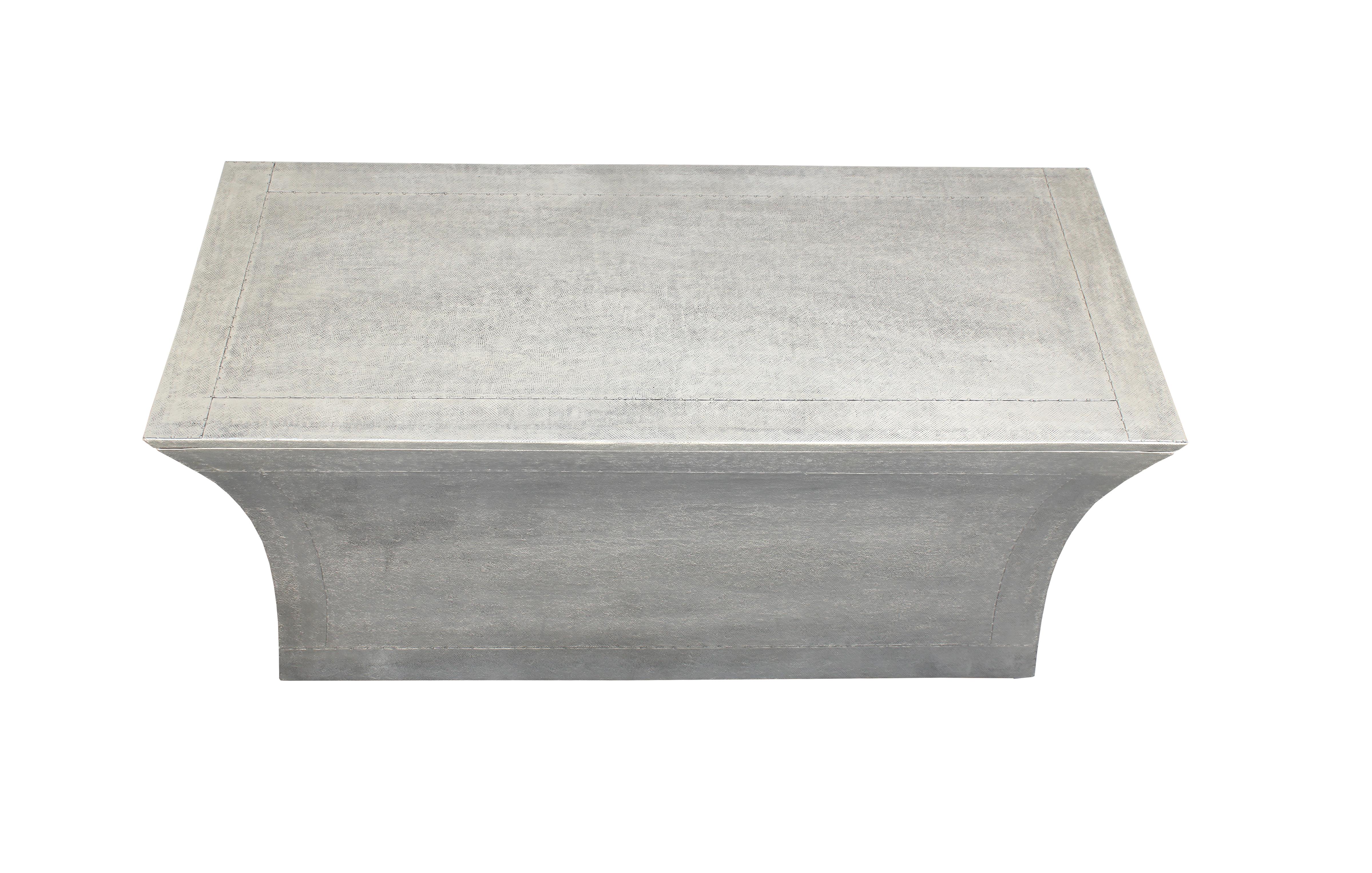 Vaisseau Bench in White Bronze over Teak by Paul Mathieu for Stephanie Odegard For Sale 1