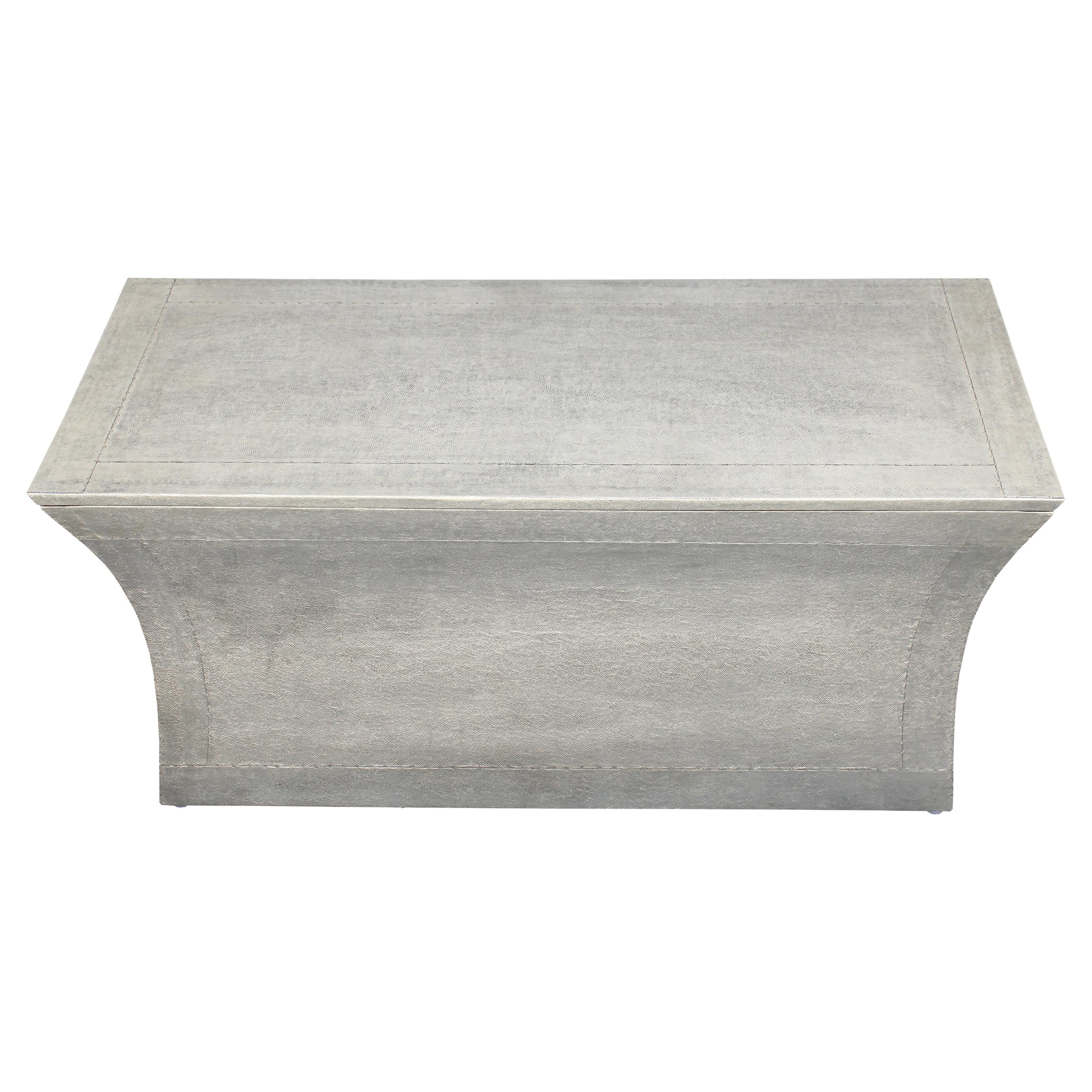 Vaisseau Bench in White Bronze over Teak by Paul Mathieu for Stephanie Odegard For Sale