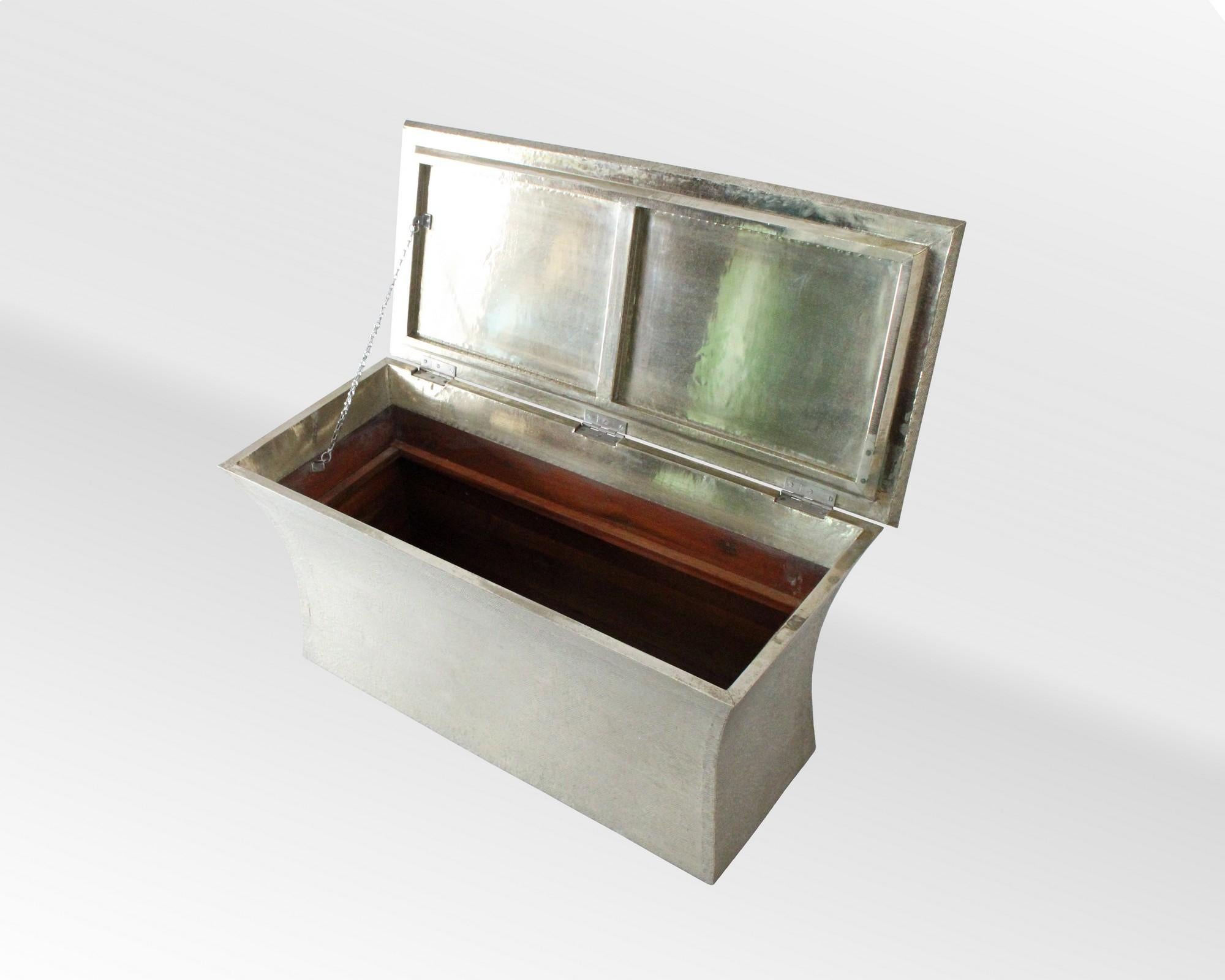 Banc Vaisseau en bronze blanc sur teck de Paul Mathieu pour Stephanie Odegard en vente 3