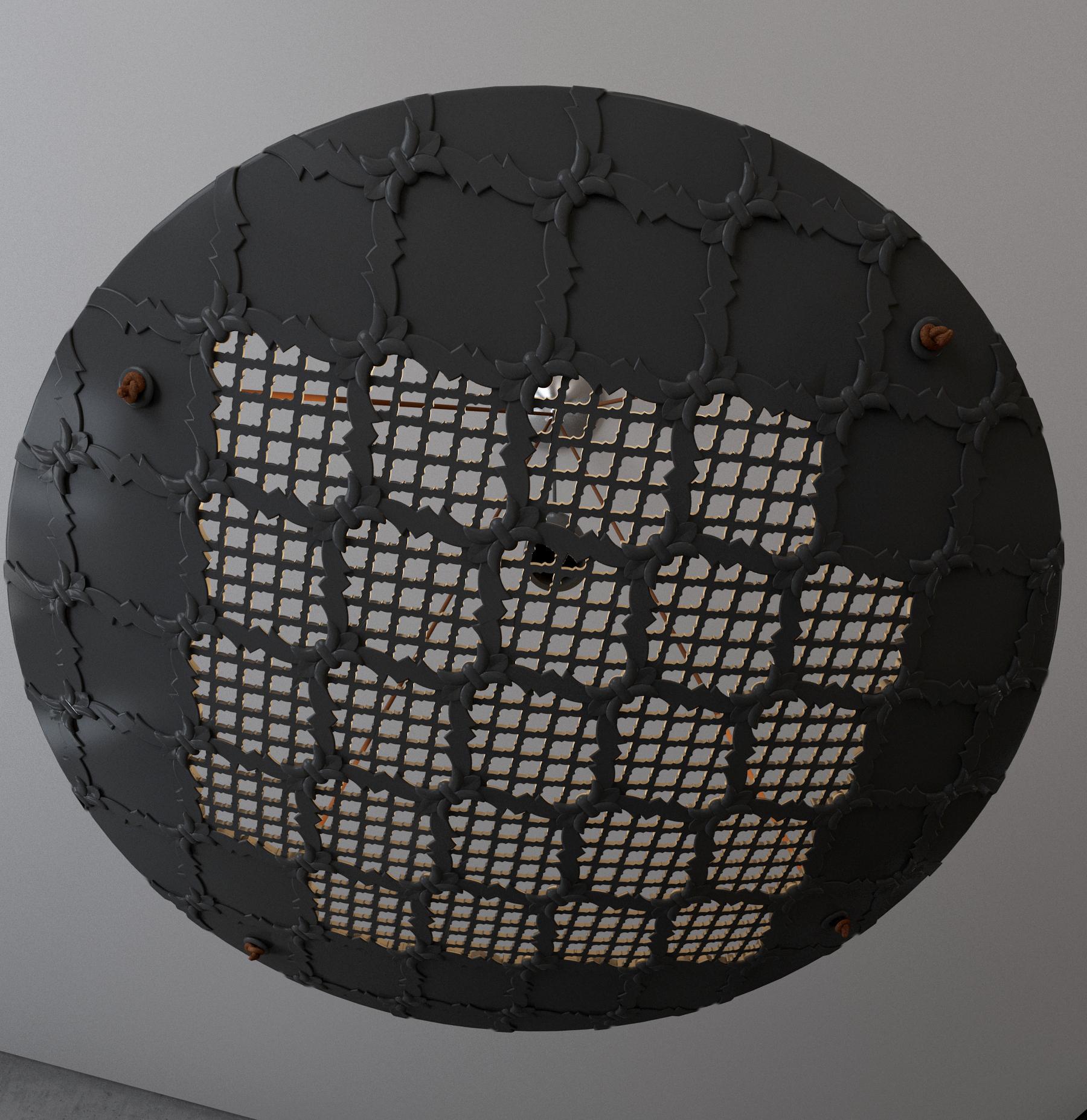 Americano Lampadario Vaisseau Round Jali in marmo nero di Paul Mathieu in vendita