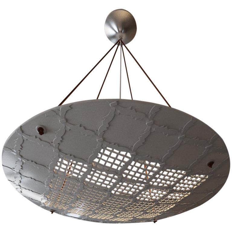 Vaisseau Round Jali Chandelier in White Marble by Paul Mathieu
