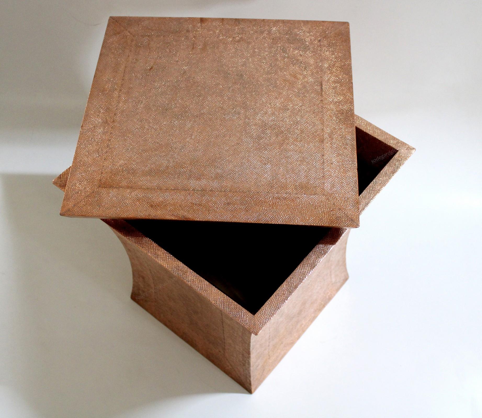 American Vaisseau Side Table in Copper Clad Over Wood by Paul Mathieu For Sale