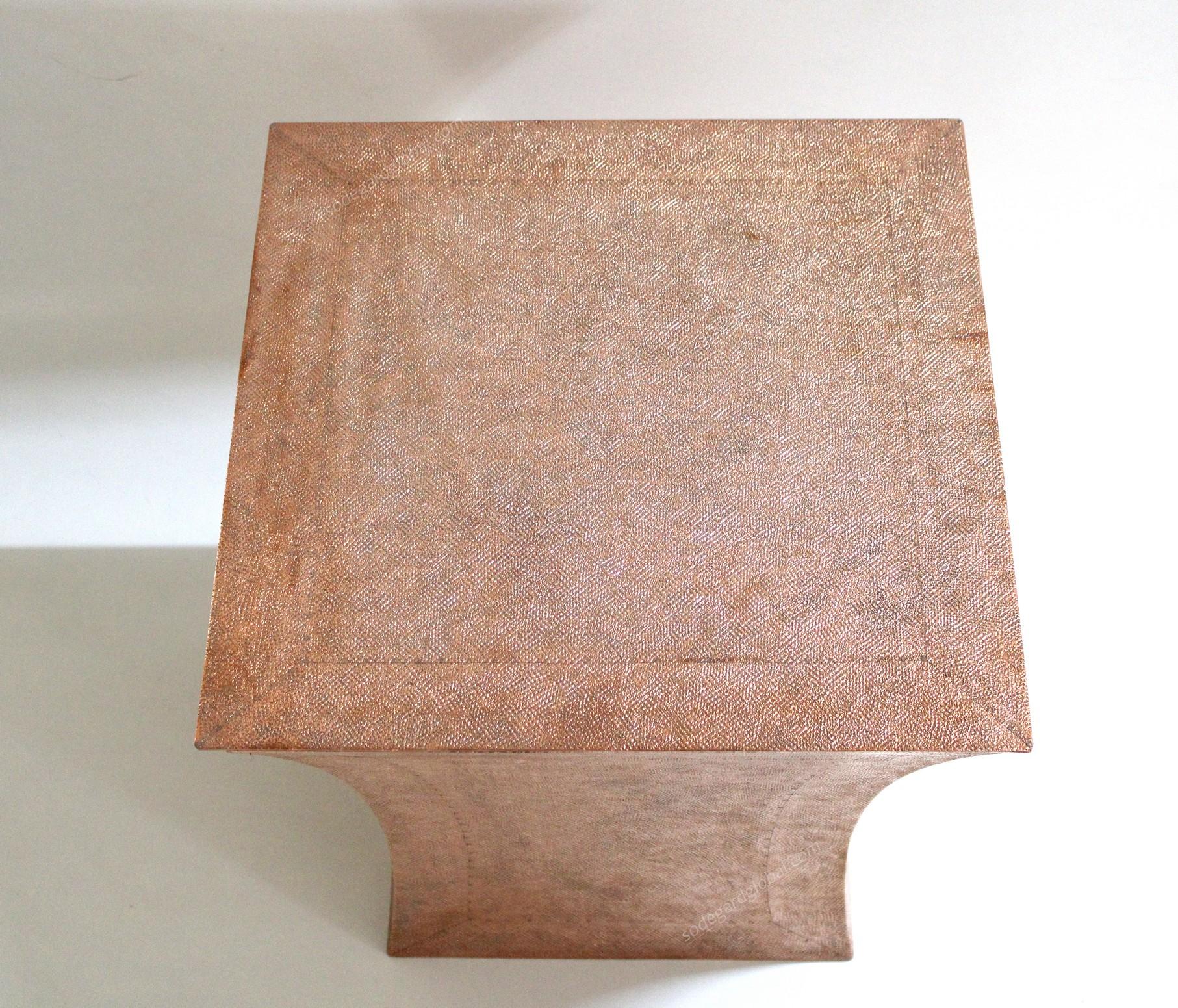 Brass Vaisseau Side Table in Copper Clad Over Wood by Paul Mathieu  For Sale