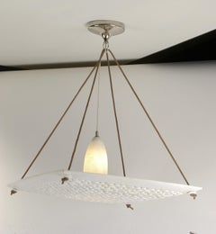 Vaisseau Square Geometric Jali Chandelier in White Marble by Paul Mathieu