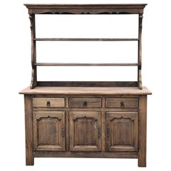 Vaisselier, Buffet, Antique Country French in Stripped Oak