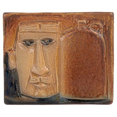 Vintage Åke Holm Swedish Höganäs Man with Flagon Ceramic Wall Plaque