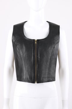 VAKKO Schwarzes Leder 2-in-1 Cropped Weste Rucksack Beutel SELTEN