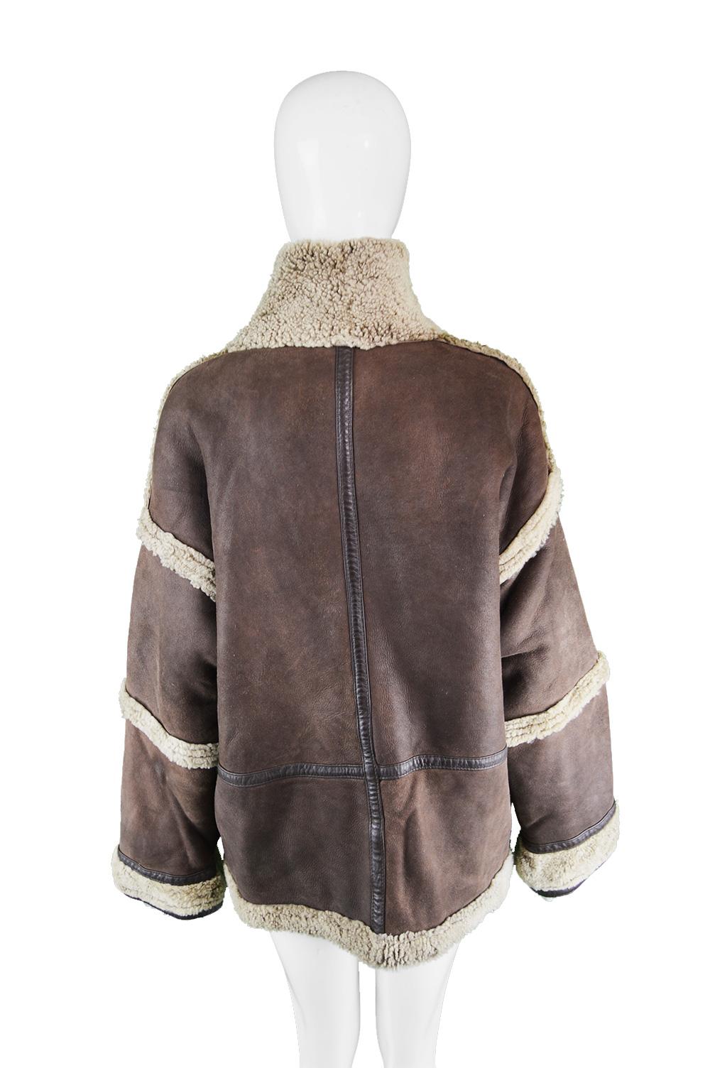 Vakko Vintage Women's Reversible Sheepskin Suede & Shearling Coat, 1980s For Sale 1