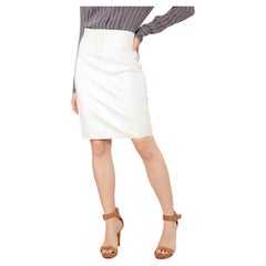 Vakko White Leather Skirt