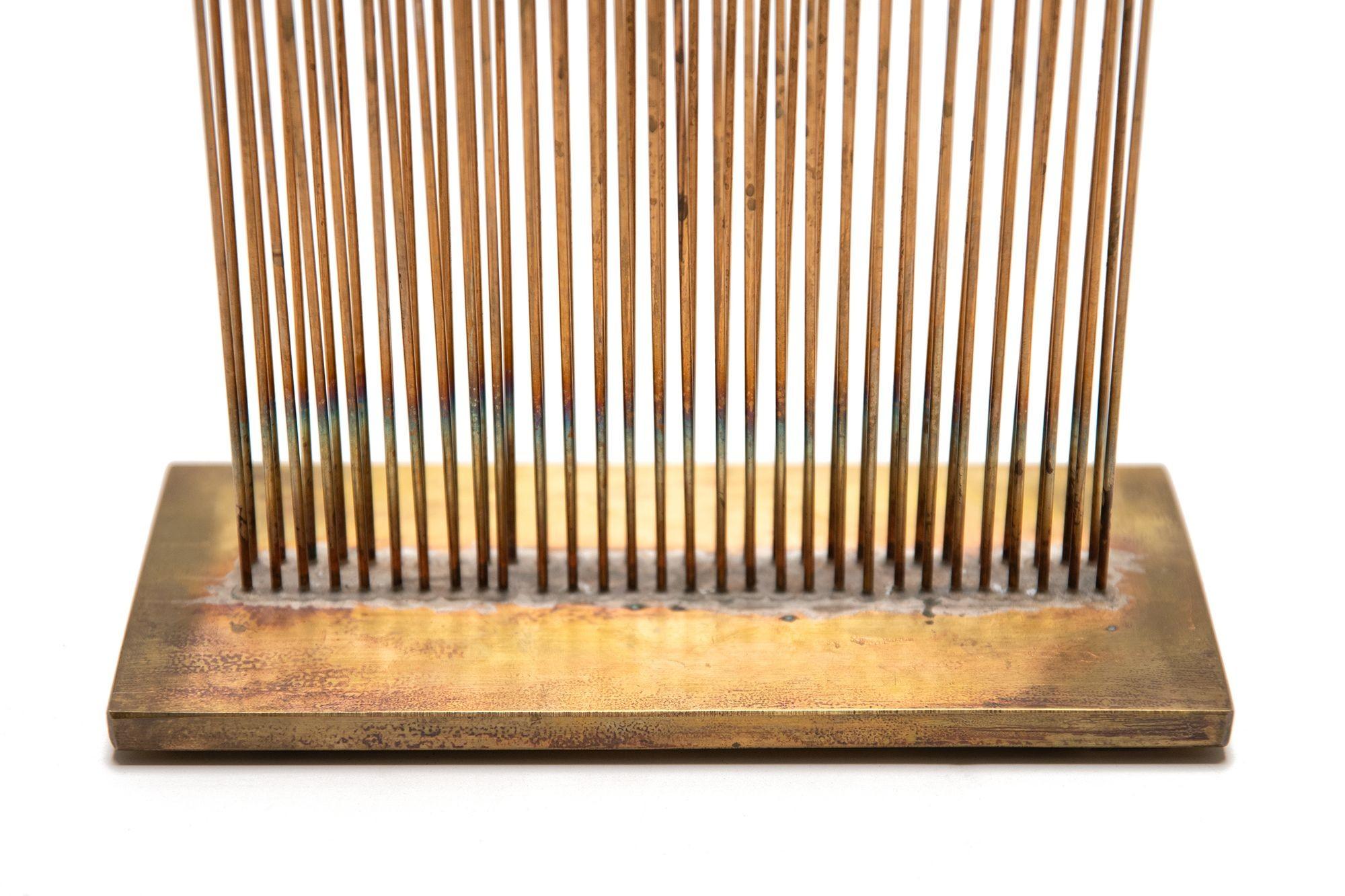 American Val Bertoia 'Sound of V' Sonambient Sculpture Silicon Bronze Rods in Brass Base For Sale