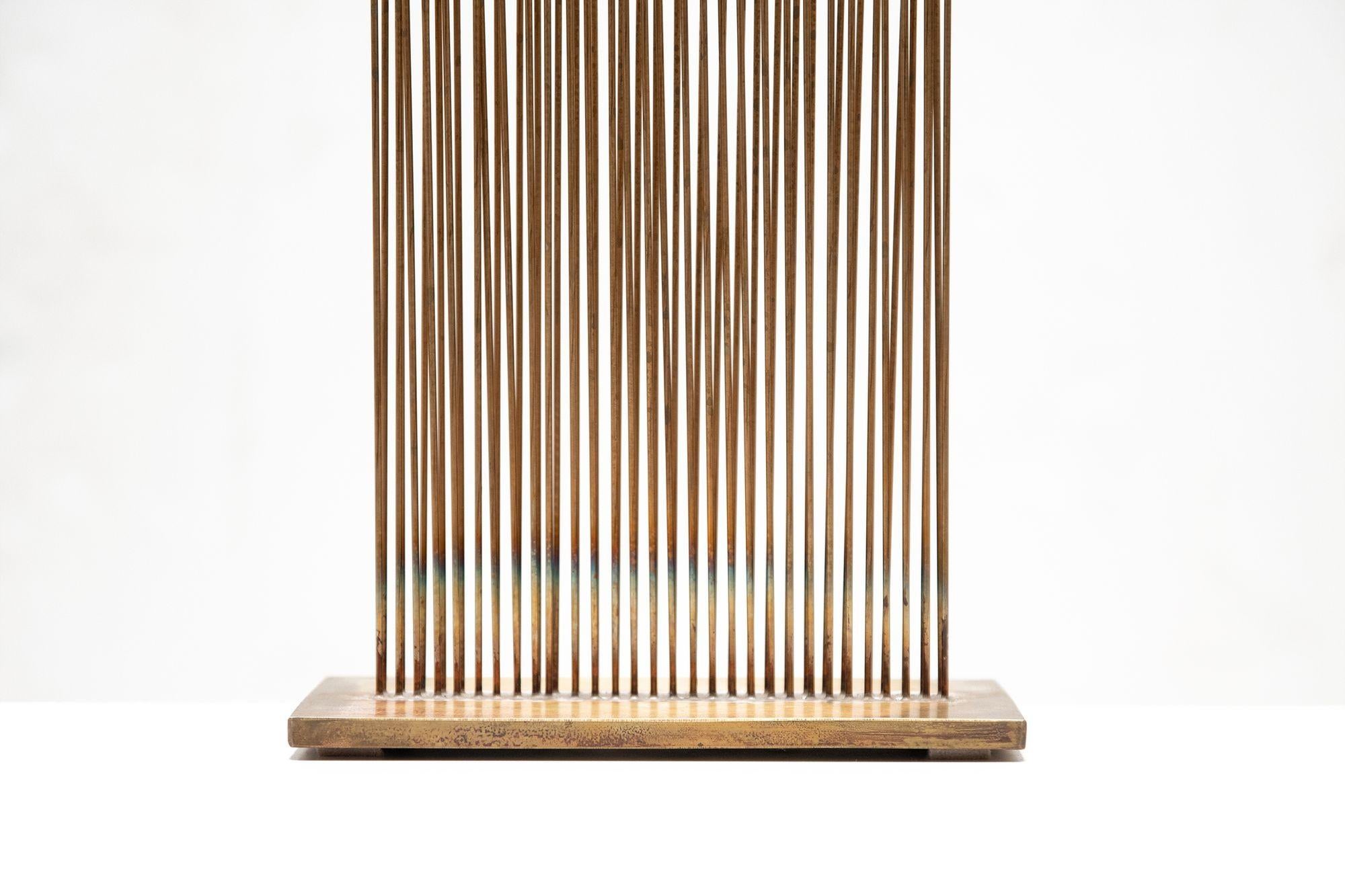 Contemporary Val Bertoia 'Sound of V' Sonambient Sculpture Silicon Bronze Rods in Brass Base For Sale