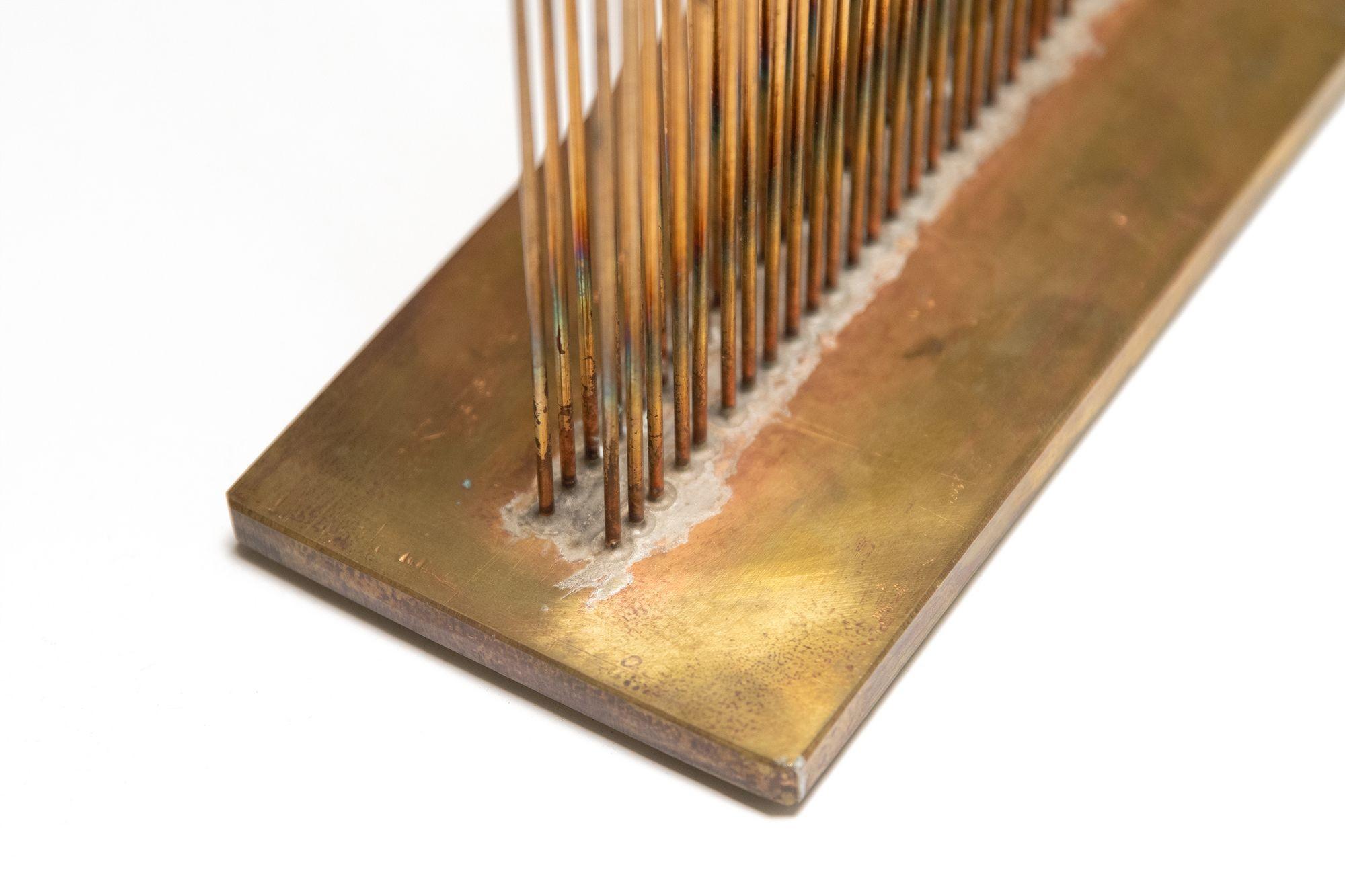 Silver Val Bertoia 'Sound of V' Sonambient Sculpture Silicon Bronze Rods in Brass Base For Sale