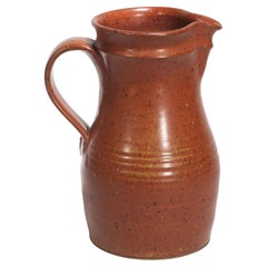 Val Cushing Keramikkrug-Vase mit Eulenhenkel und rot gesprenkeltem Glasur