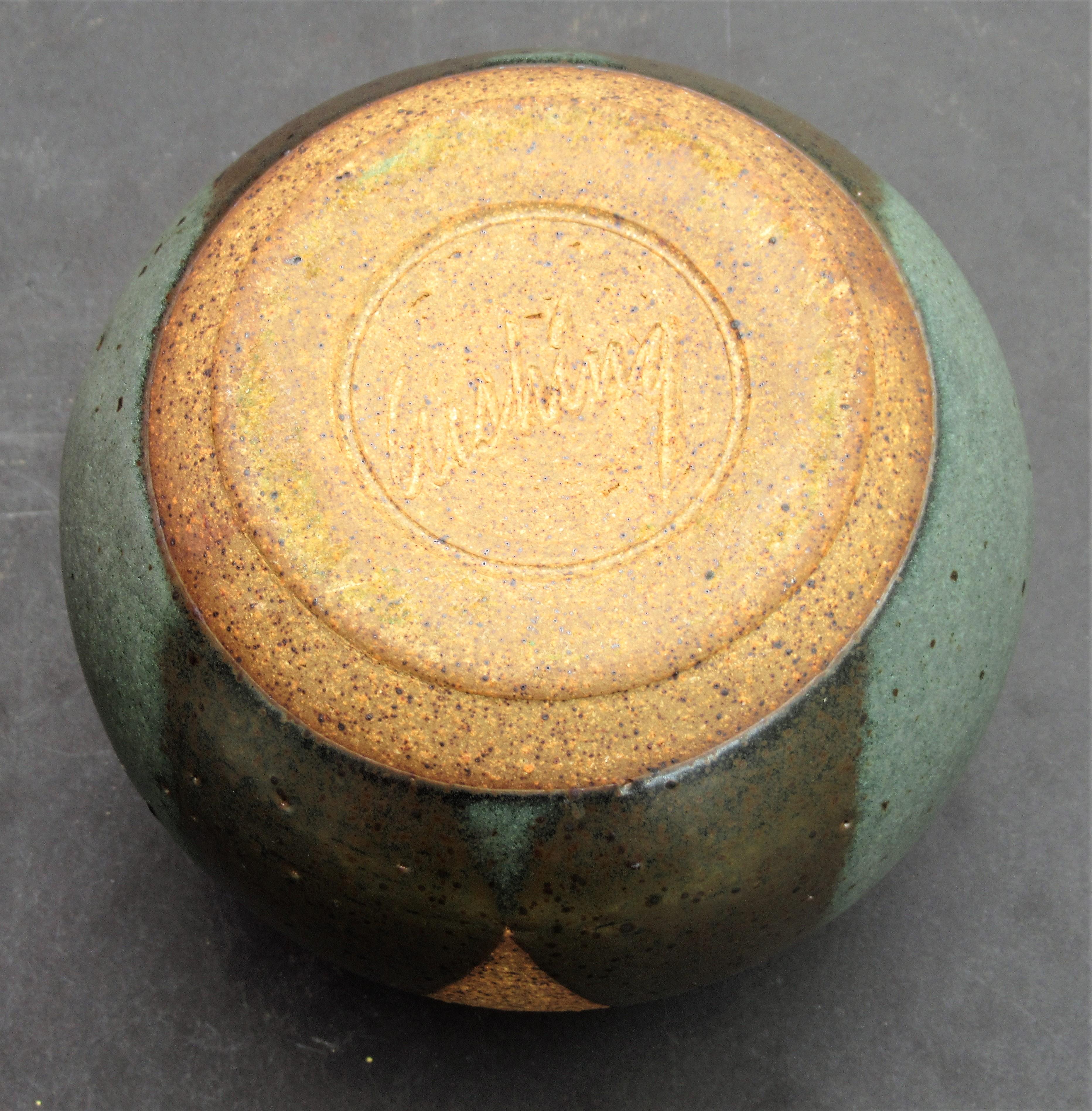 American Craftsman Val Cushing Spherical Stoneware Vase