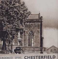 The Crooked Spire, Chesterfield, vintage 1950s travel poster by Val Doone