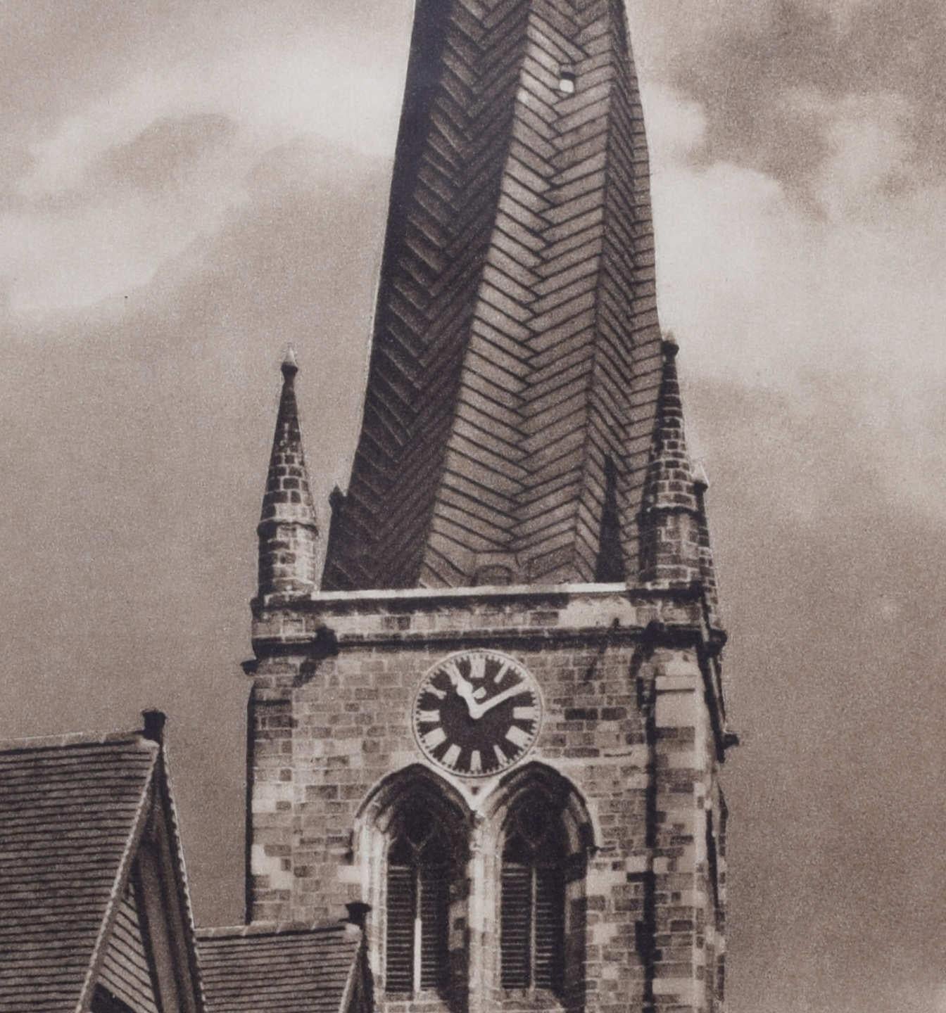 The Crooked Spire, Chesterfield, vintage 1950s travel poster by Val Doone For Sale 2